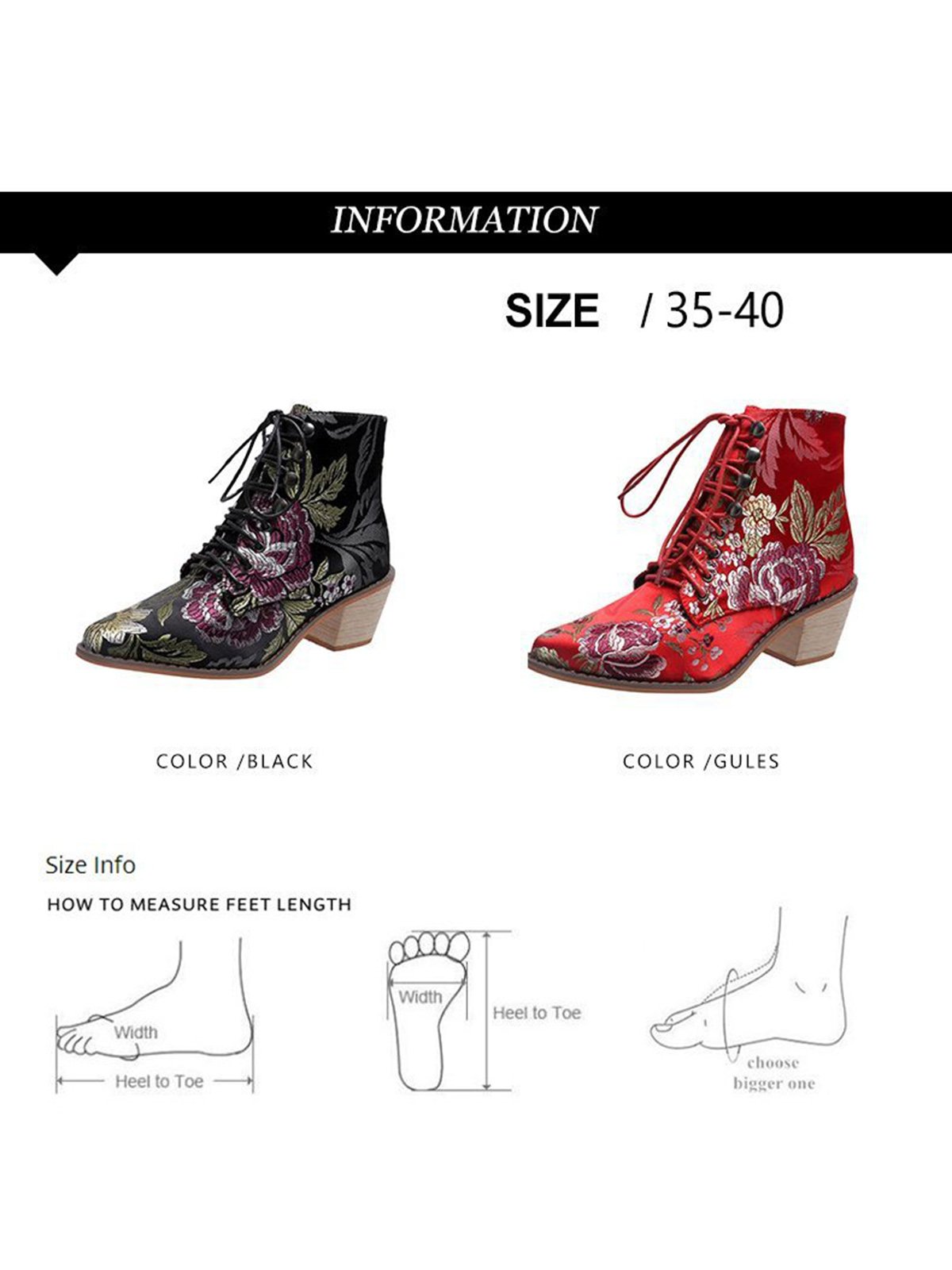 Floral Satin Chunky-Heel Pointed-Toe Booties