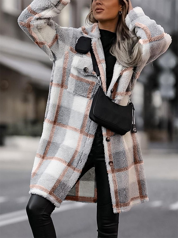Plaid Fluff/Granular Fleece Fabric Teddy Jacket