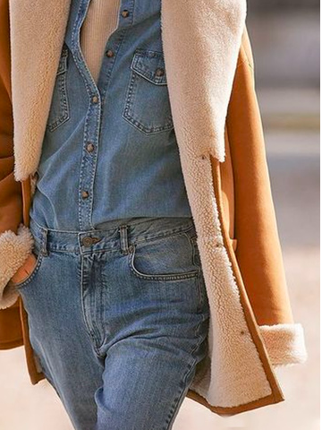 Plain Suede Shawl Collar Teddy Jacket