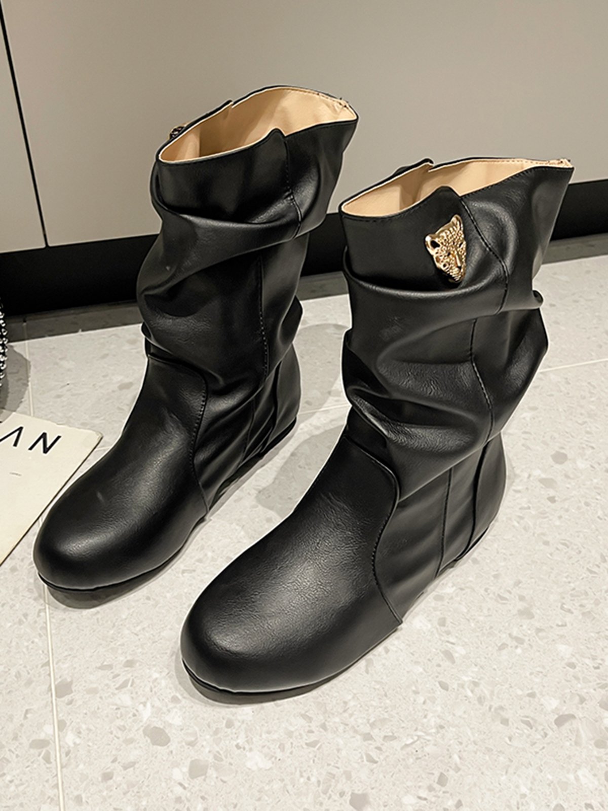Tiger Metal Trim Crinkle Boots