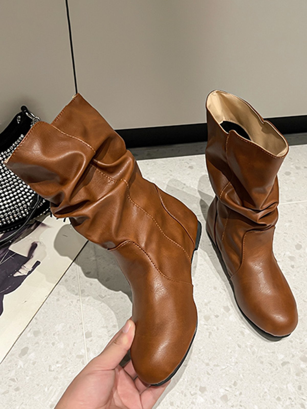 Tiger Metal Trim Crinkle Boots