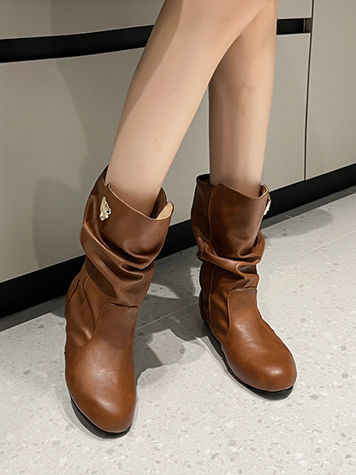 Tiger Metal Trim Crinkle Boots