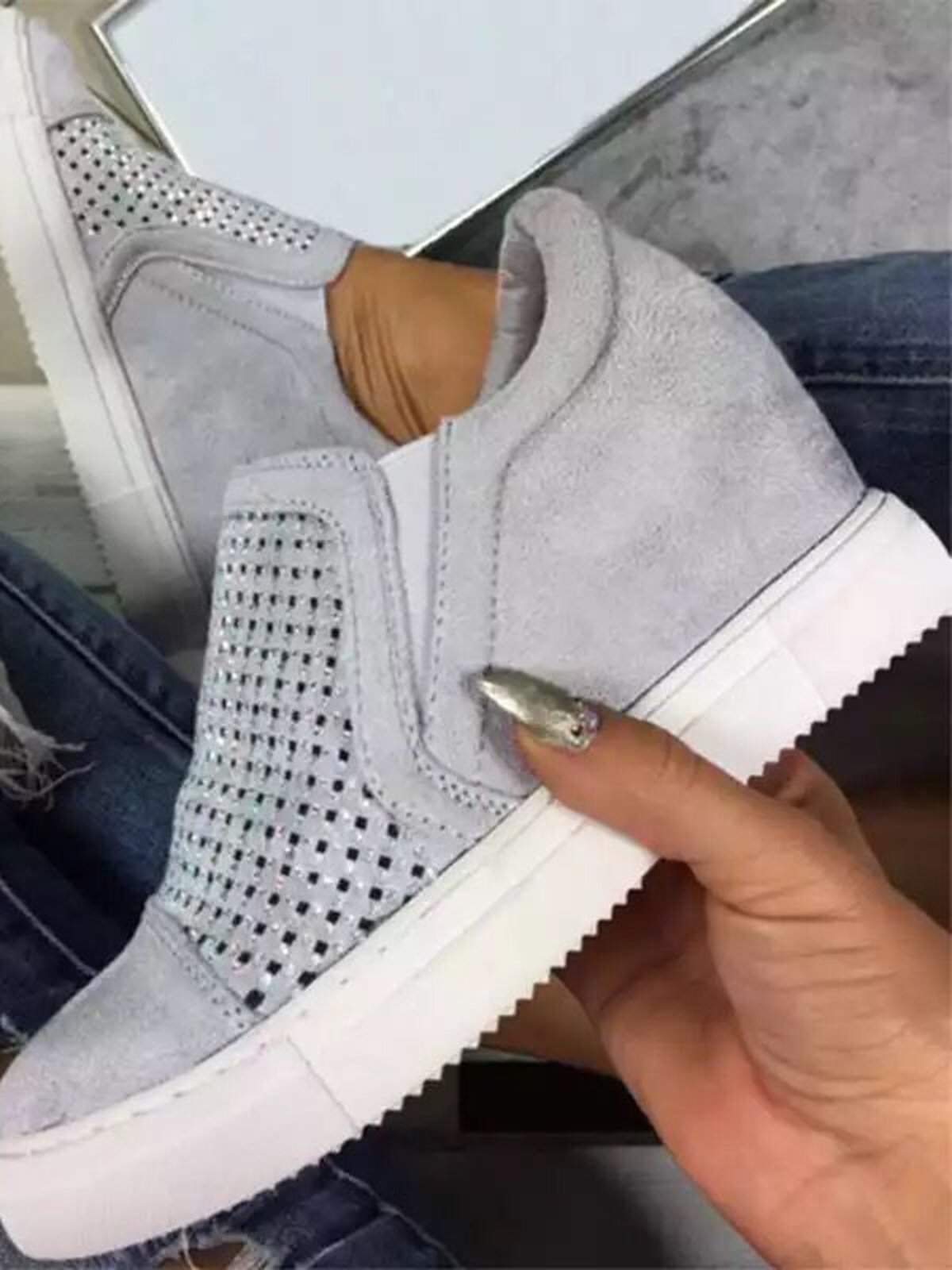 Lightweight Comfort Rhinestone Wedges Footwear