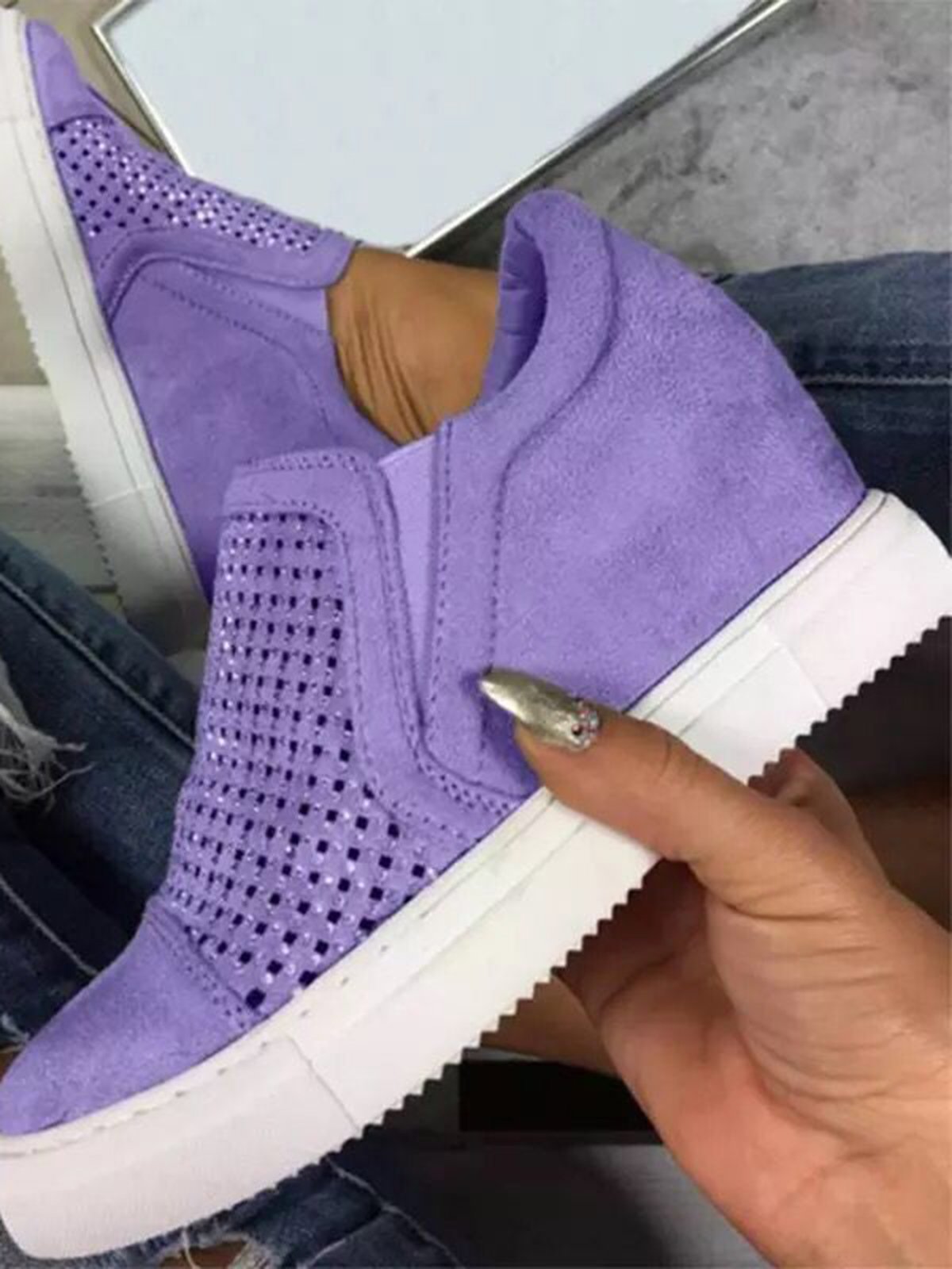 Lightweight Comfort Rhinestone Wedges Footwear