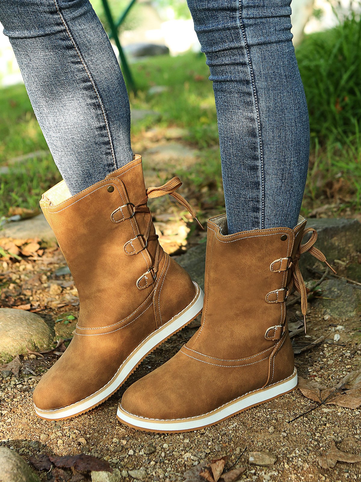 Leopard Snake Print Plain Casual Short Boots
