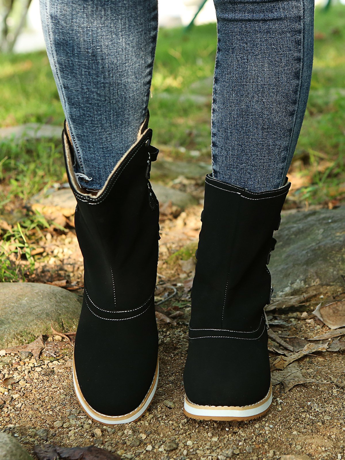 Leopard Snake Print Plain Casual Short Boots