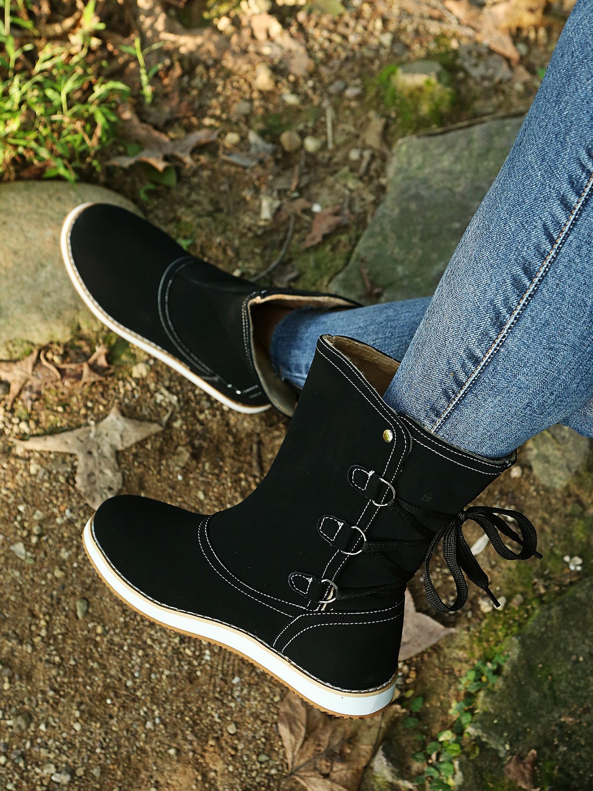 Leopard Snake Print Plain Casual Short Boots