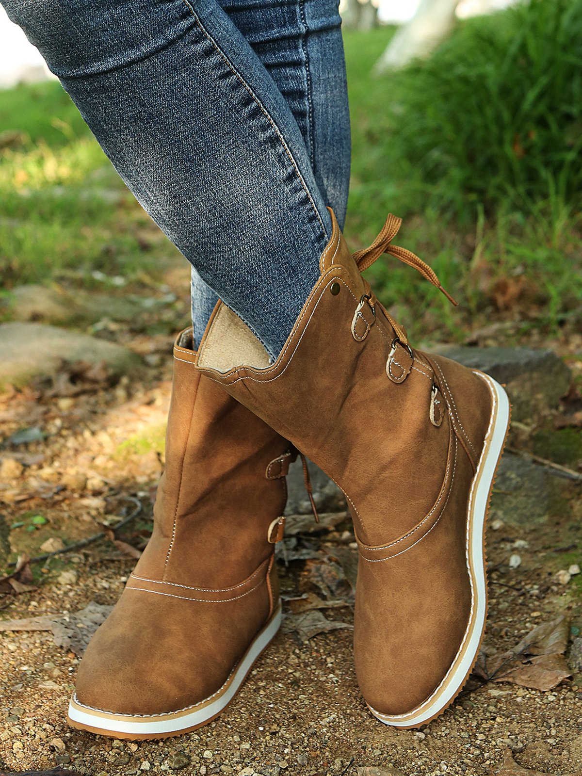 Leopard Snake Print Plain Casual Short Boots