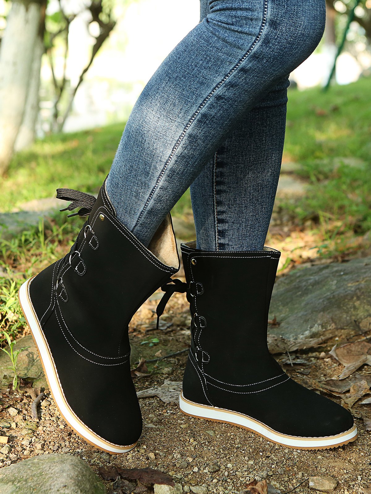 Leopard Snake Print Plain Casual Short Boots