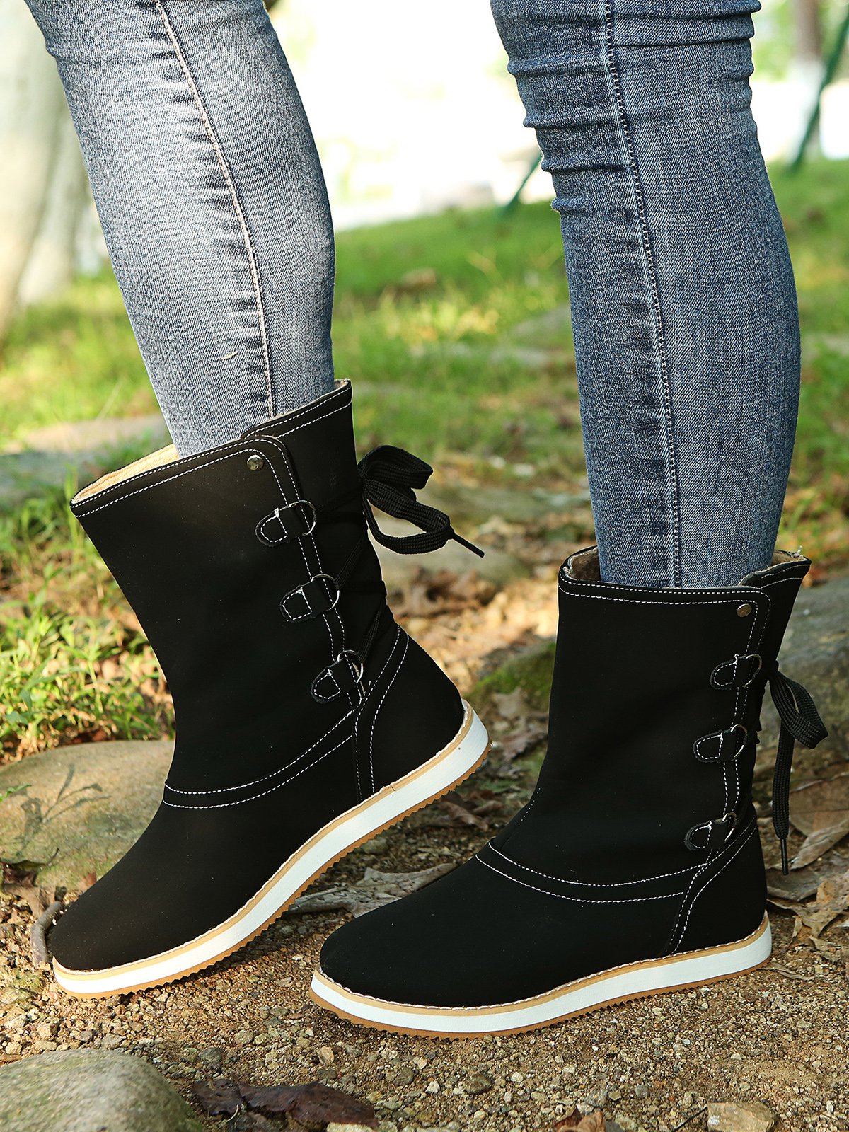 Leopard Snake Print Plain Casual Short Boots