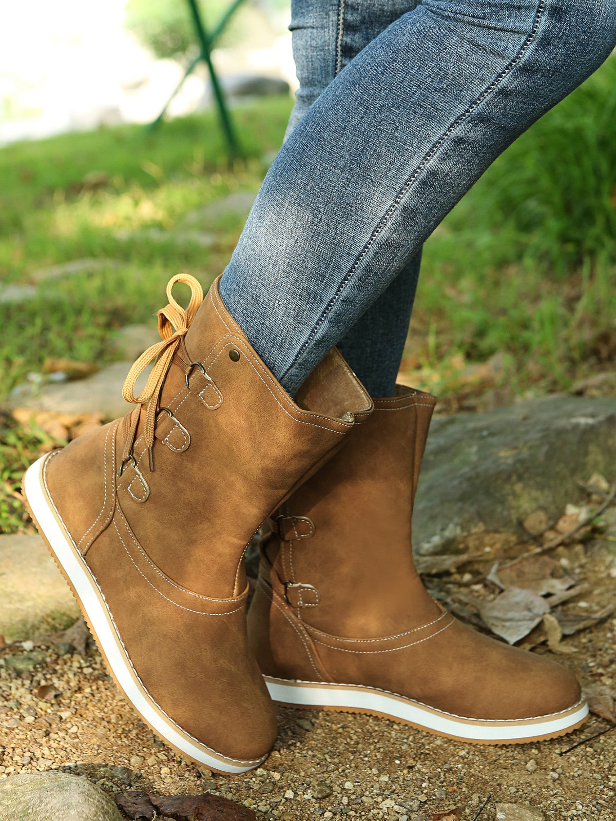 Leopard Snake Print Plain Casual Short Boots