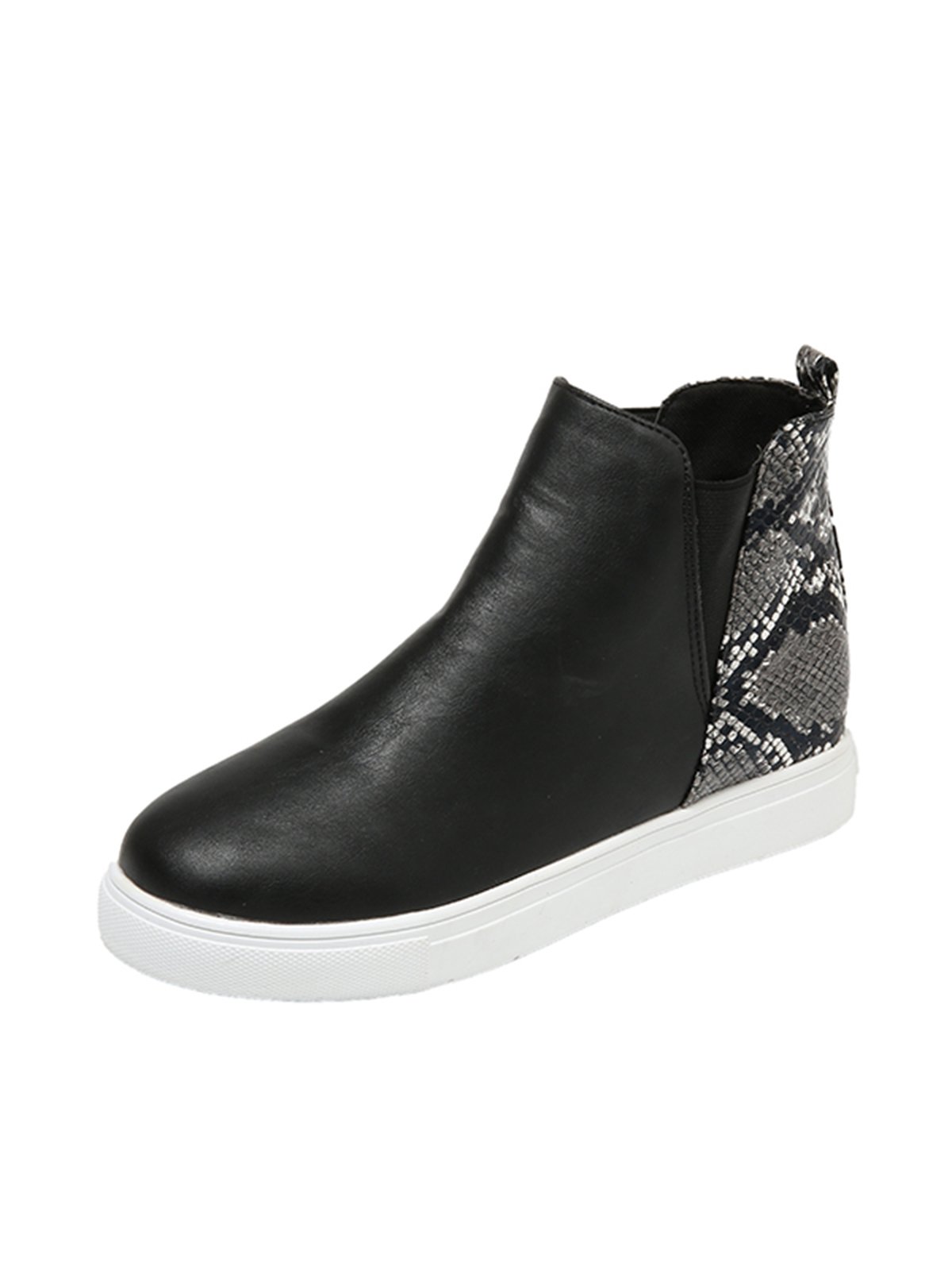Snake Print Stitching Casual Inner Heightening Ankle Boots
