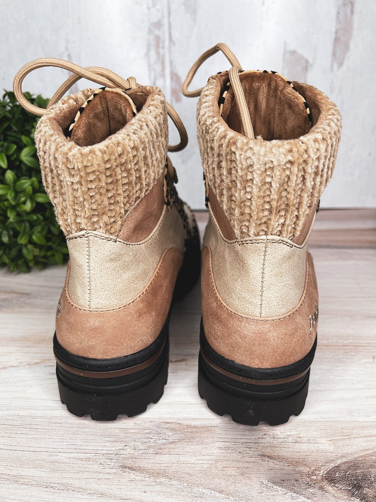 Leopard Print Plain Champagne Patchwork Warm Outdoor Boots