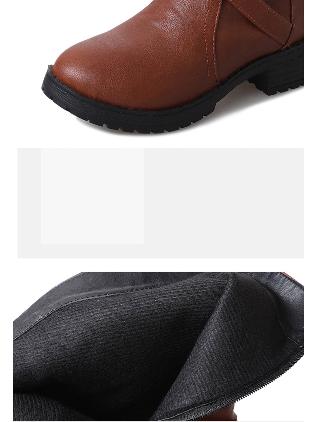 Buckle Zip Casual Straight Boots