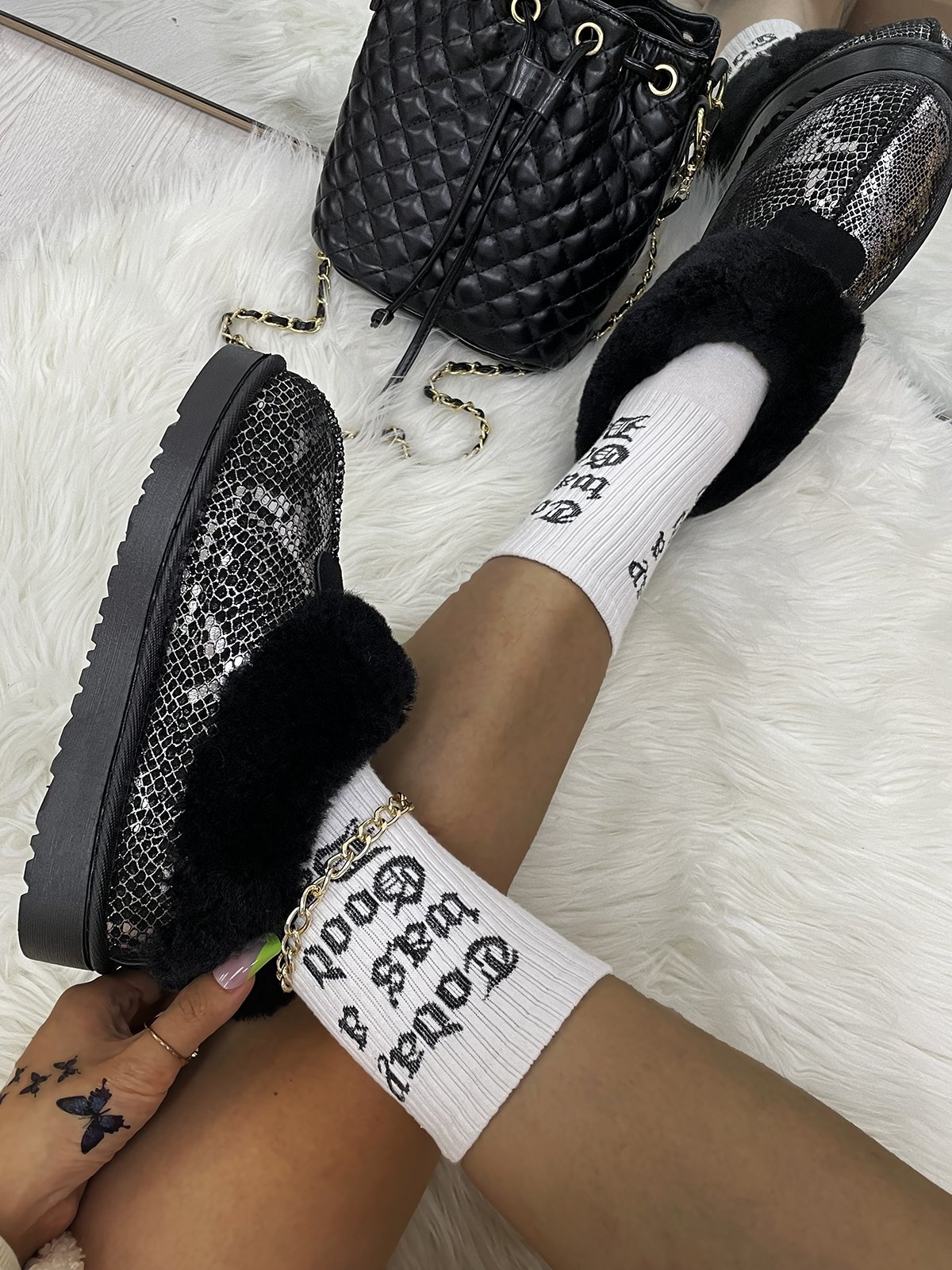 Split Joint Snakeskin Snow Boots
