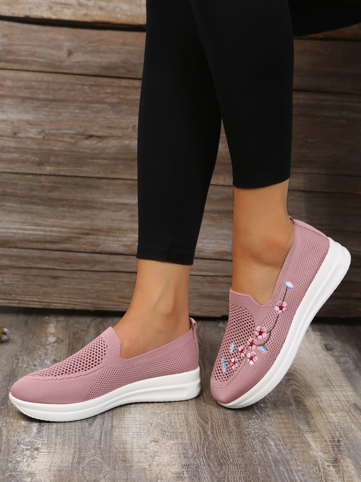 Floral Embroidered Flyknit Sneakers