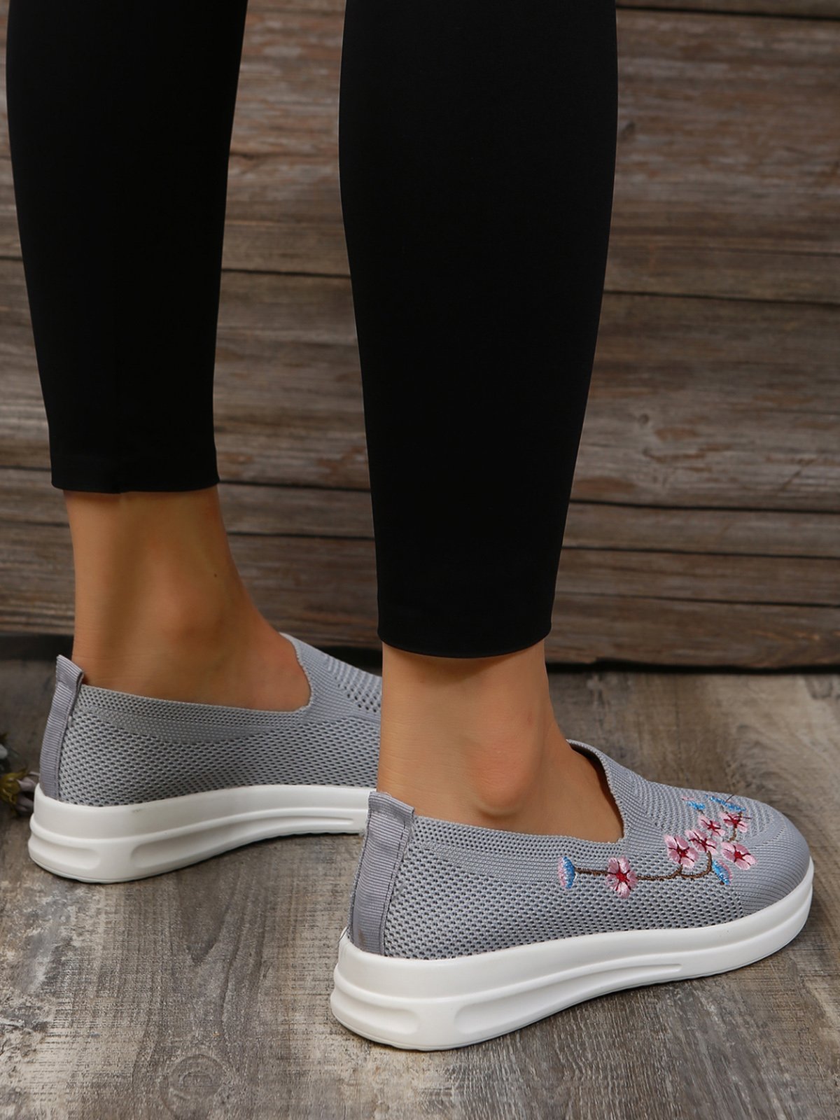 Floral Embroidered Flyknit Sneakers