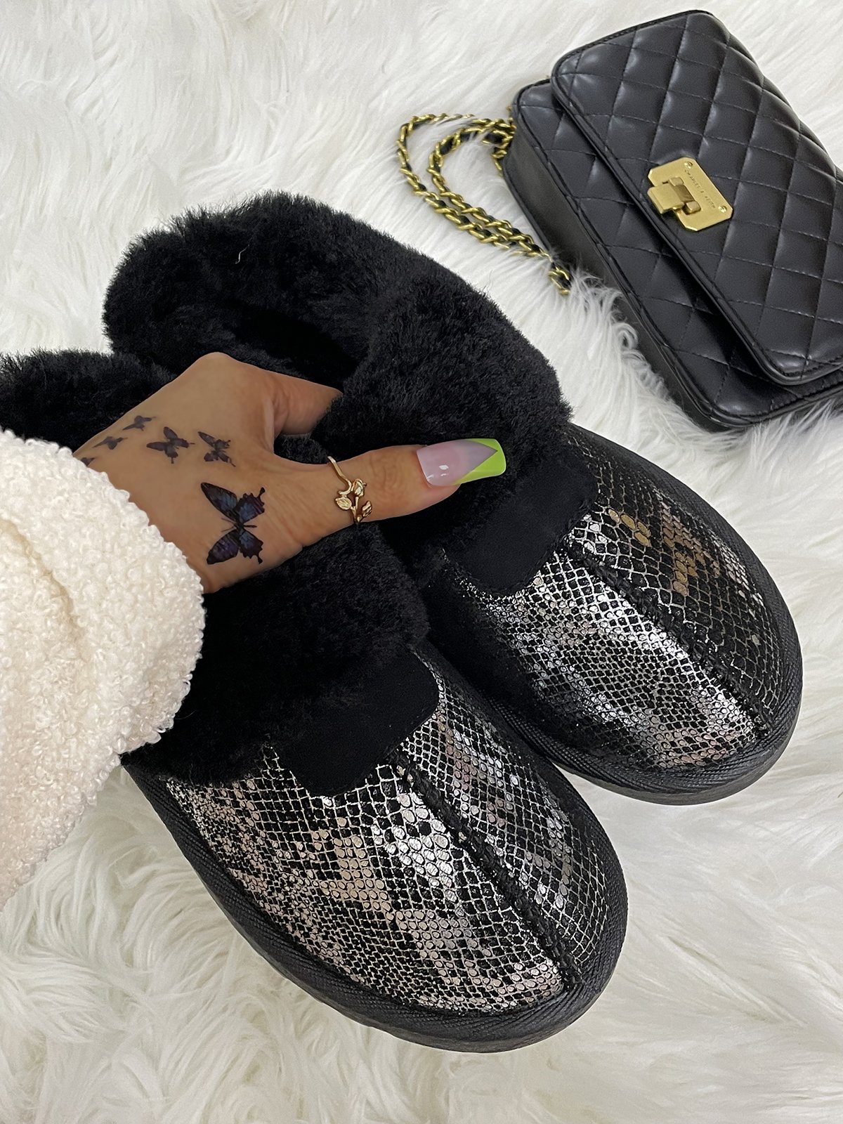 Split Joint Snakeskin Snow Boots