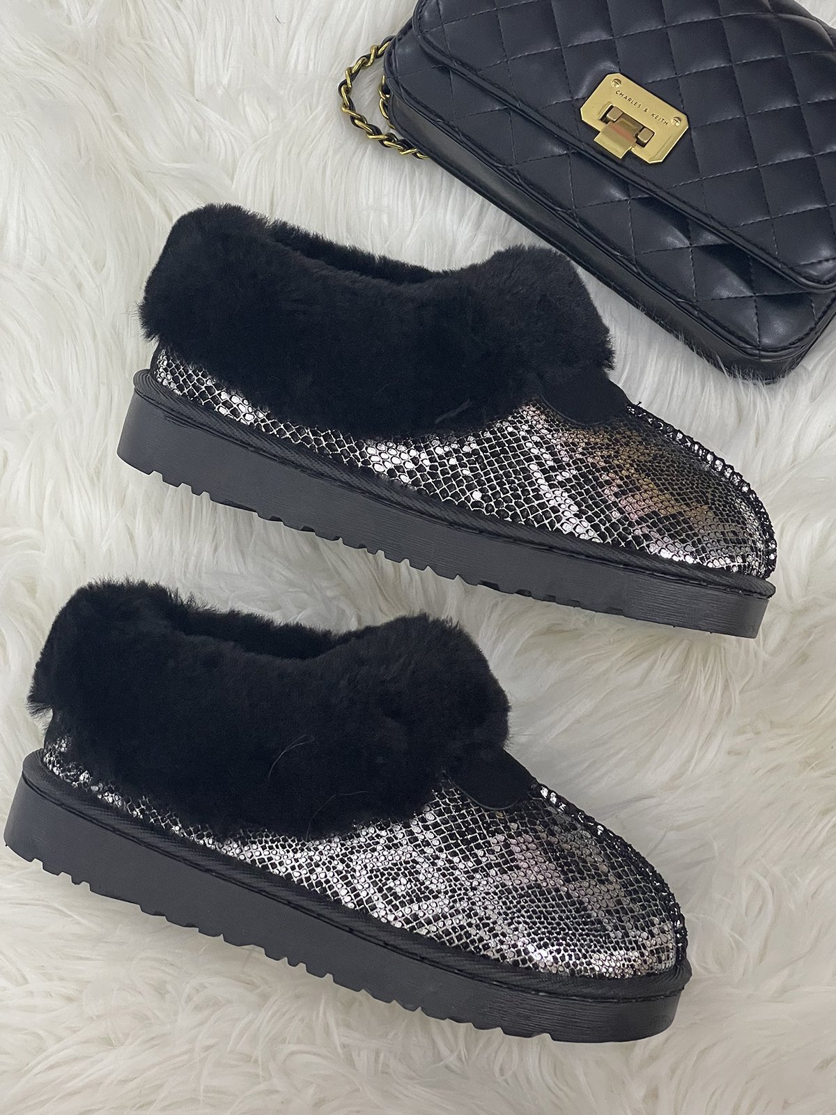 Split Joint Snakeskin Snow Boots