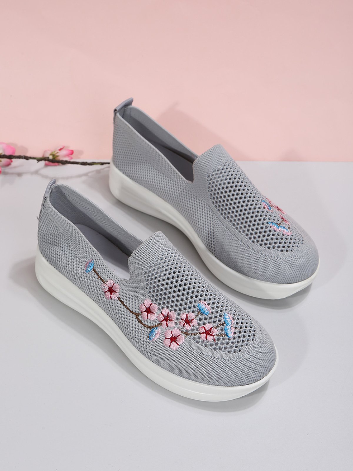 Floral Embroidered Flyknit Sneakers