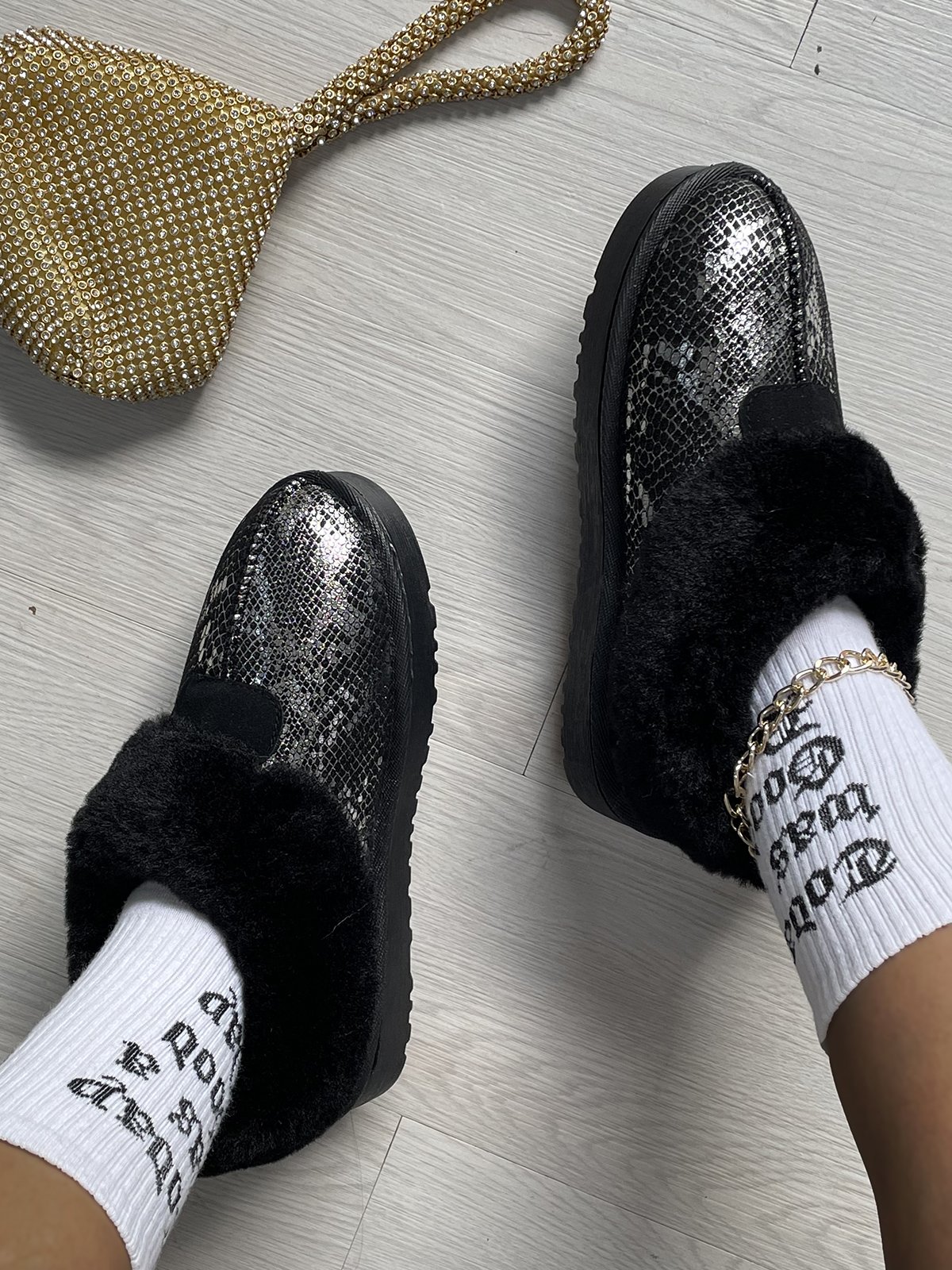 Split Joint Snakeskin Snow Boots