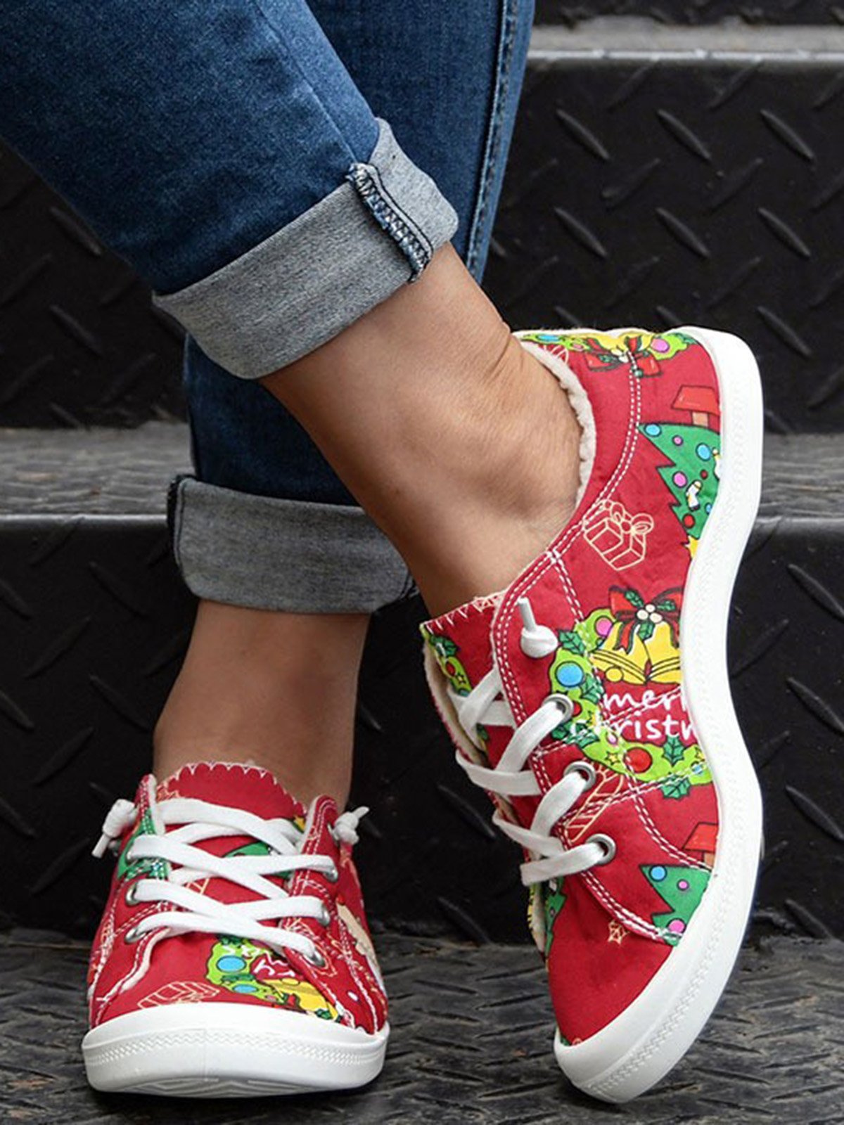 Christmas Tree Furry Lined Sneakers