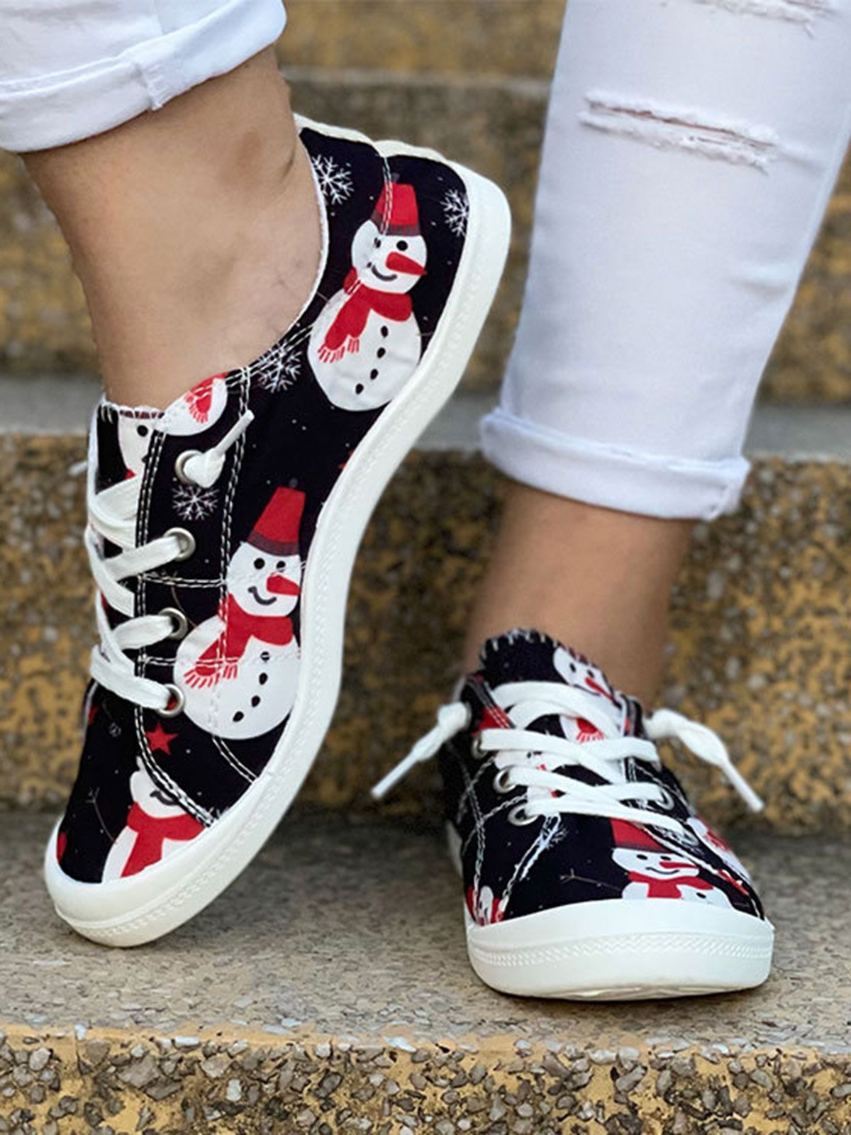 Christmas Snowman Printing Sneakers