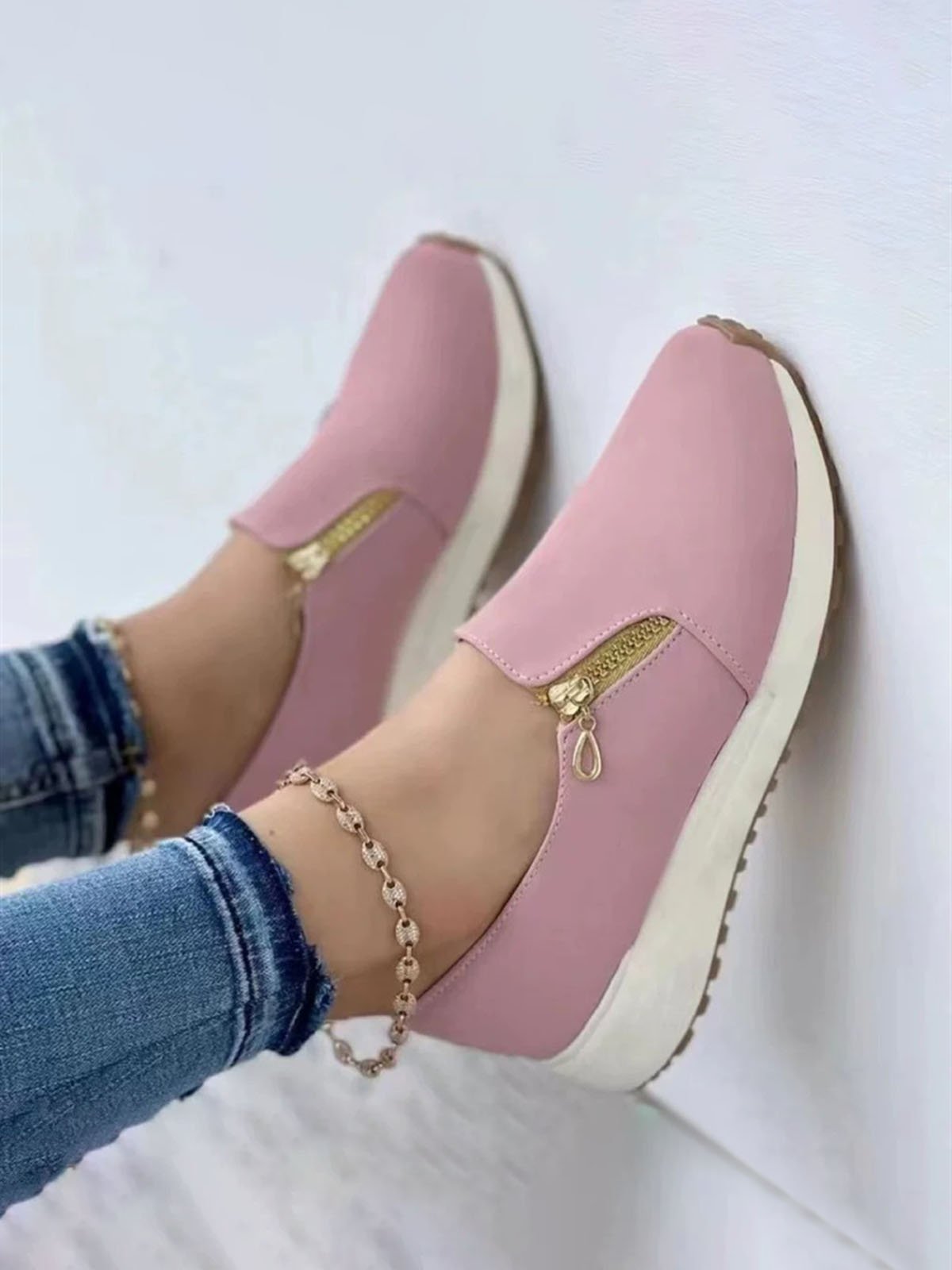 Plain Double Zip Sneakers