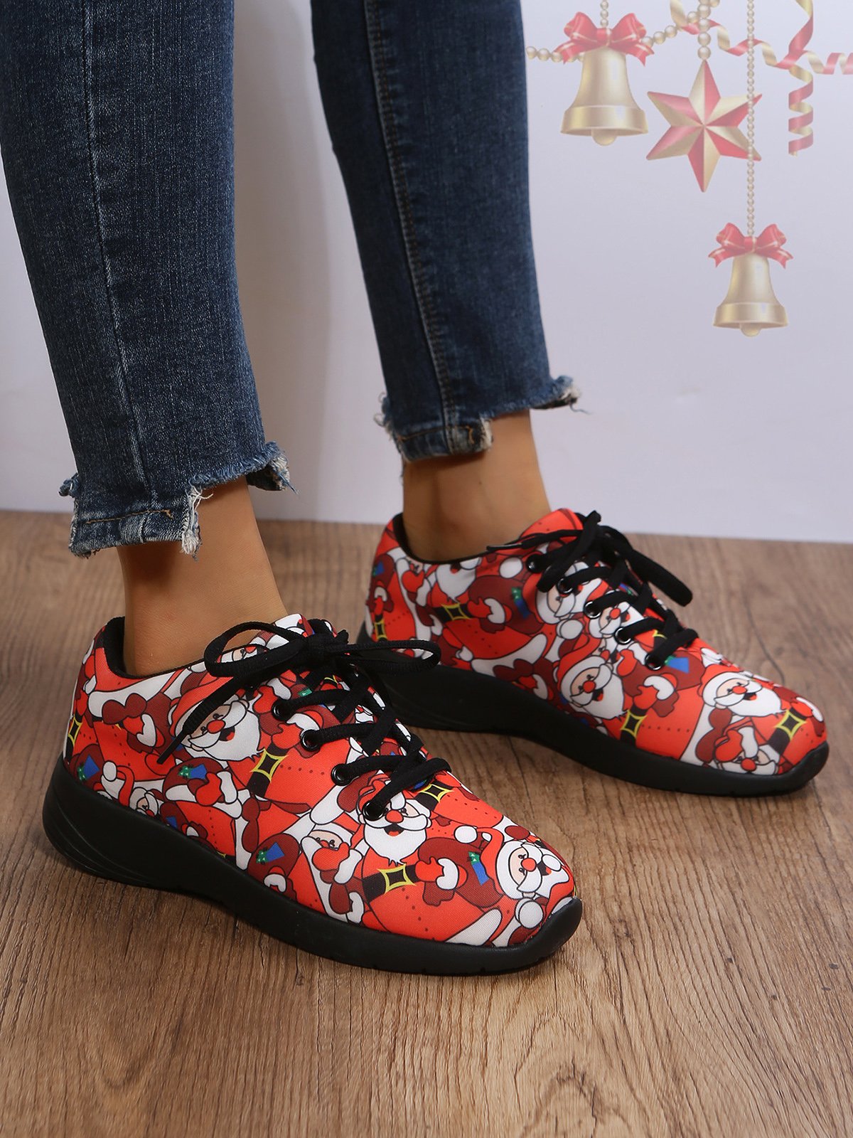 Christmas Santa Red Graphic Casual Sneakers