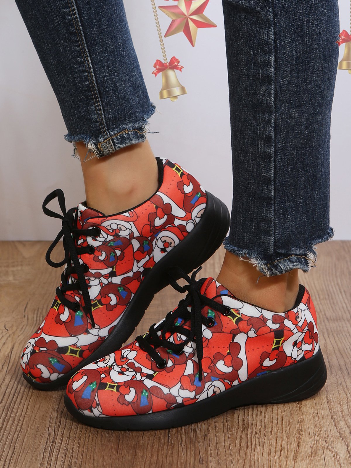 Christmas Santa Red Graphic Casual Sneakers