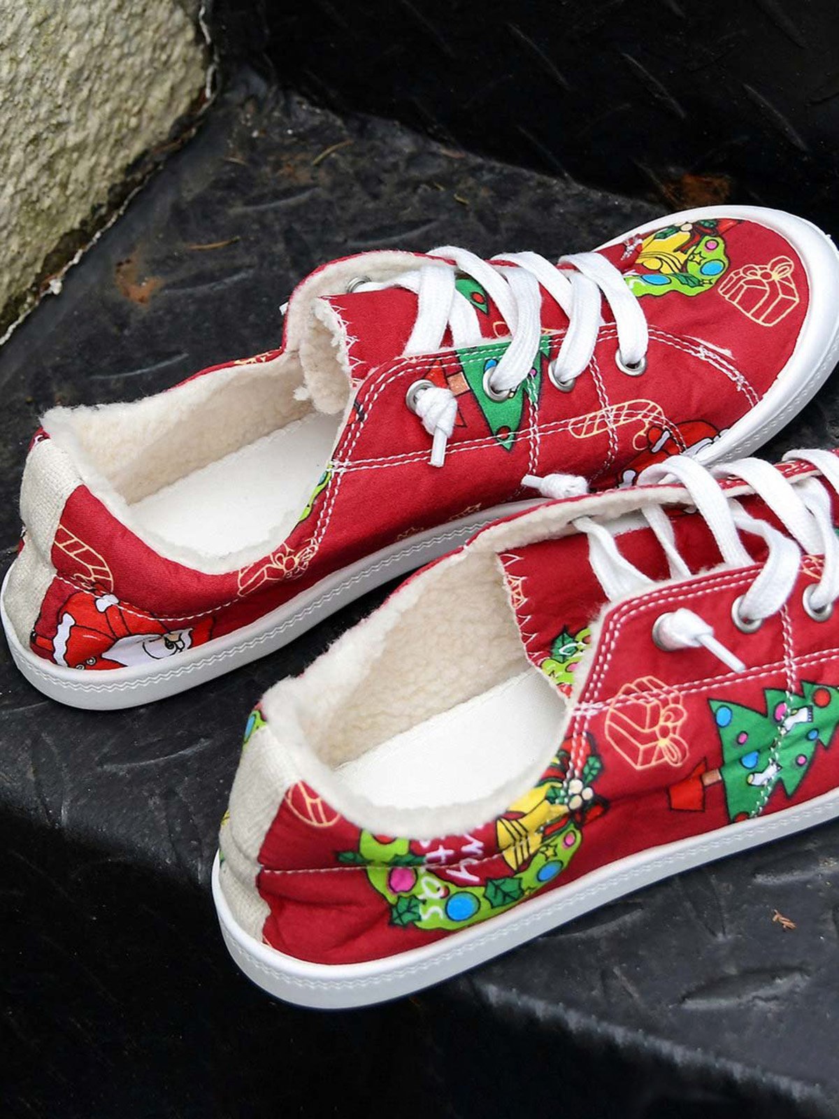 Christmas Tree Furry Lined Sneakers