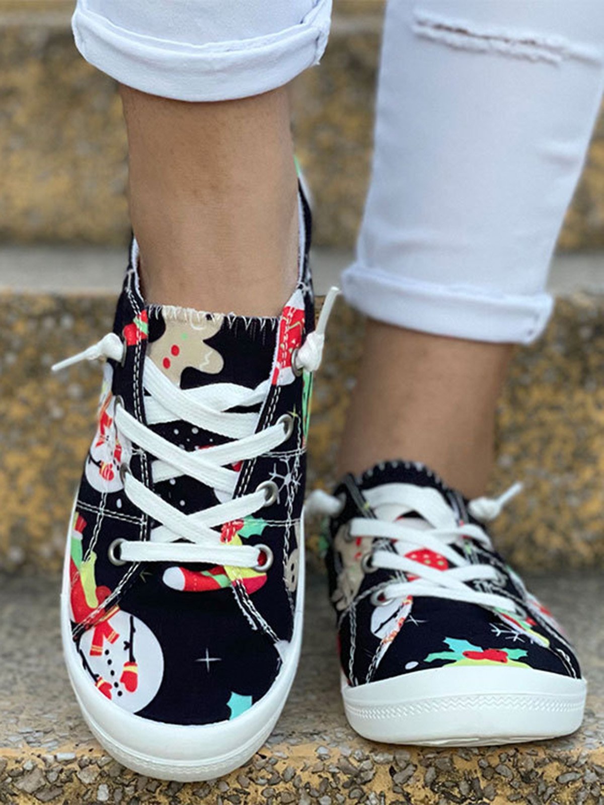 Christmas Snowman Printing Sneakers