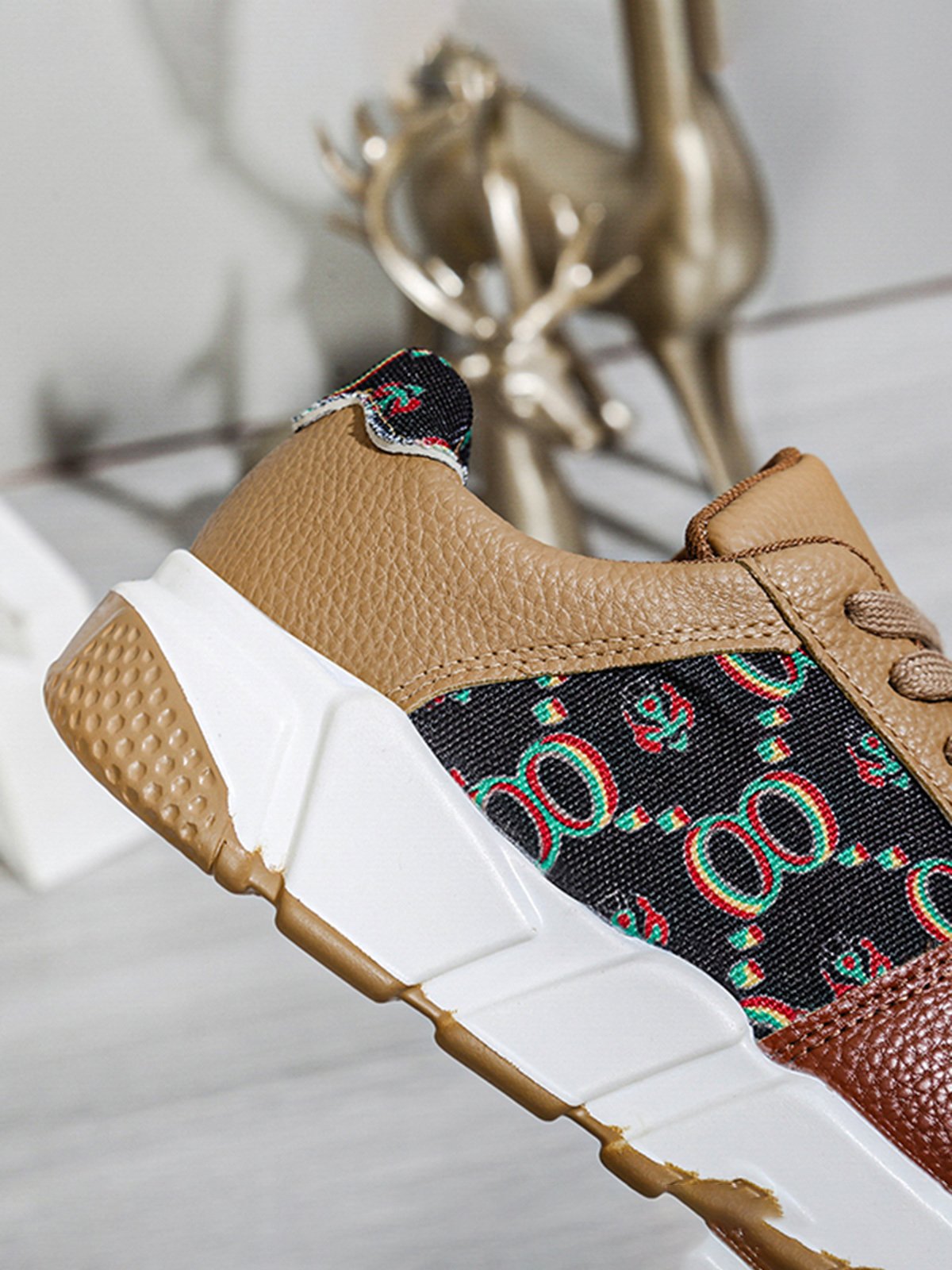 Abstract Pattern Patchwork Casual Sneakers