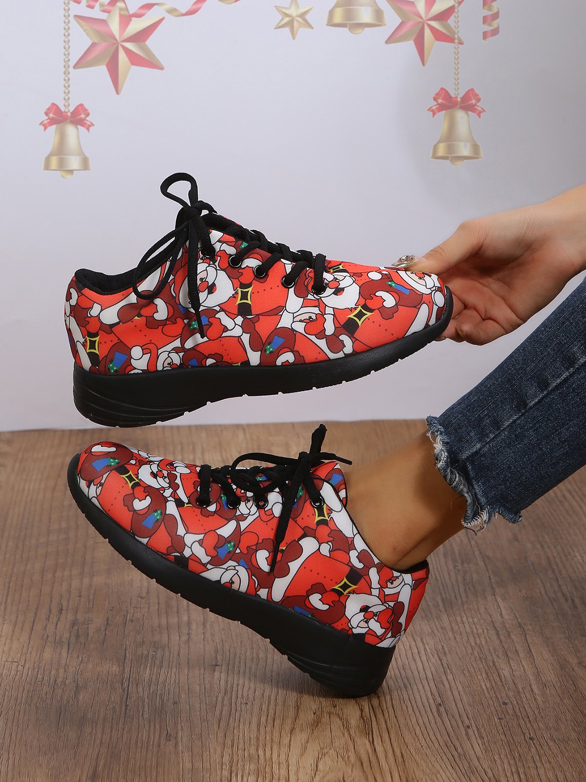Christmas Santa Red Graphic Casual Sneakers