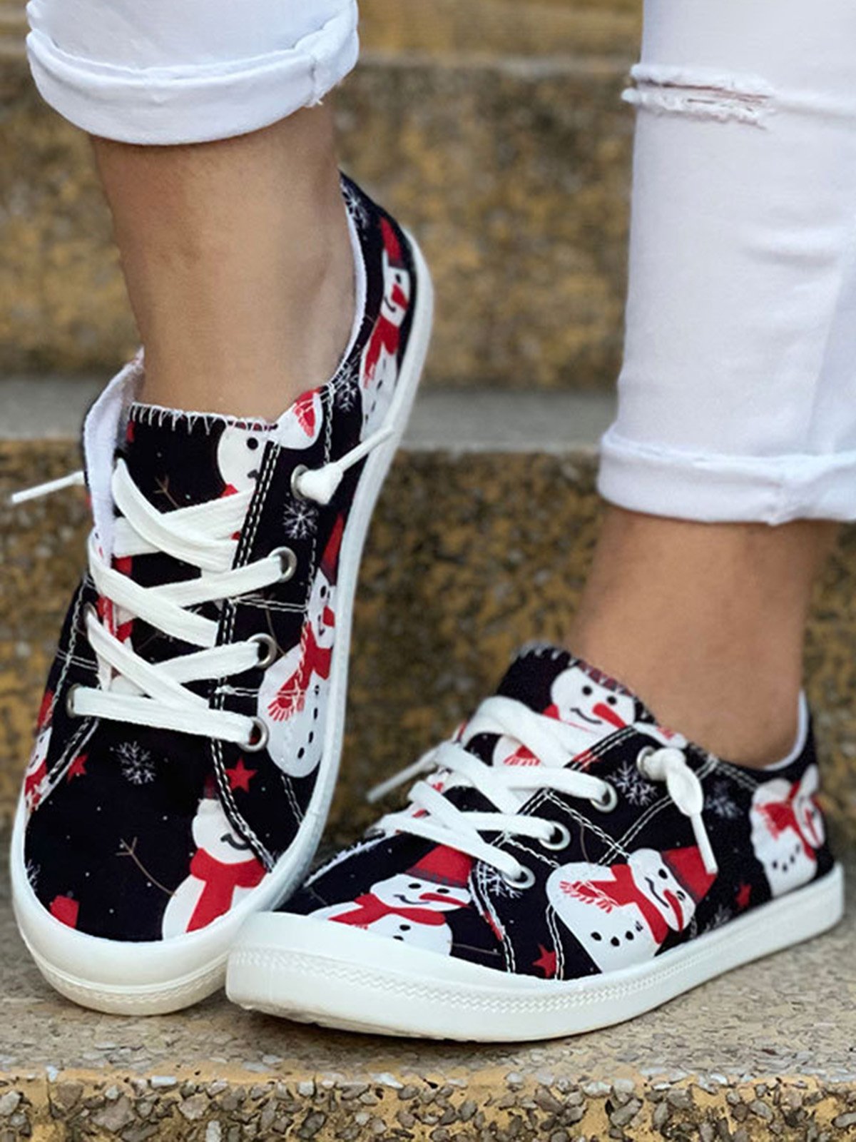 Christmas Snowman Printing Sneakers