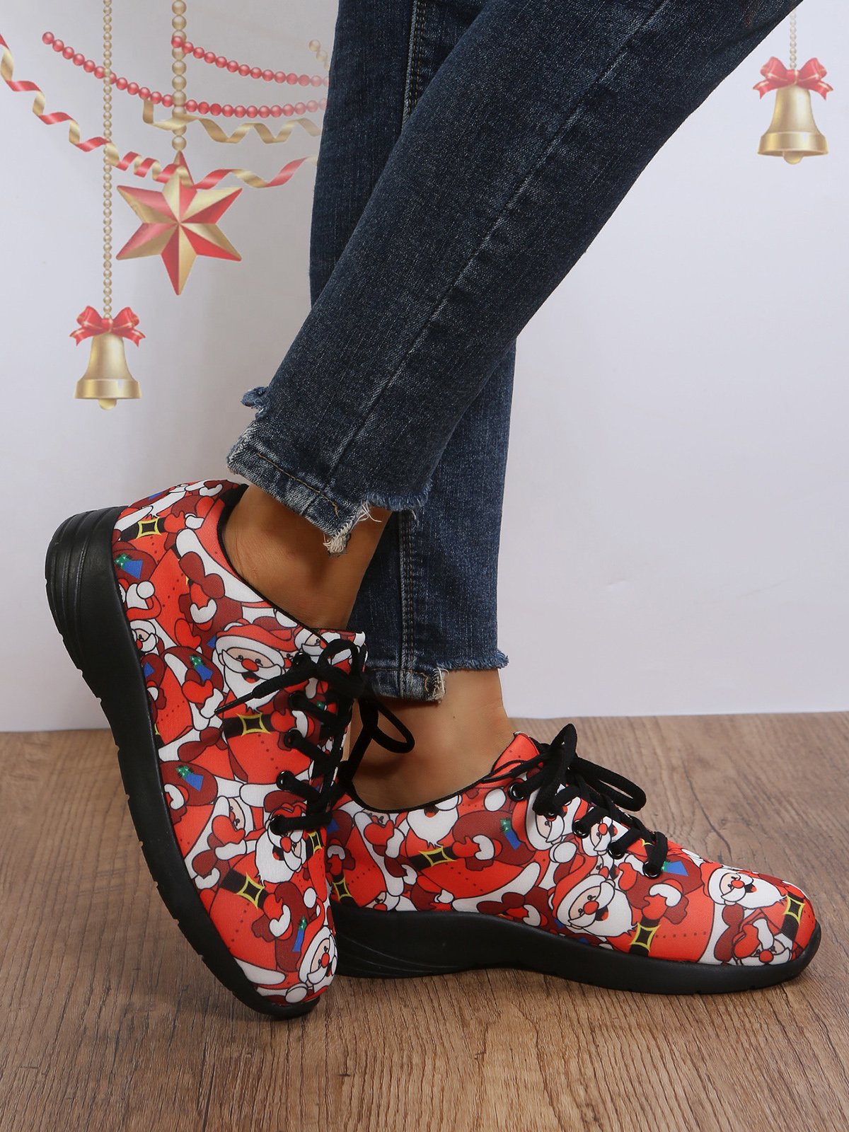 Christmas Santa Red Graphic Casual Sneakers