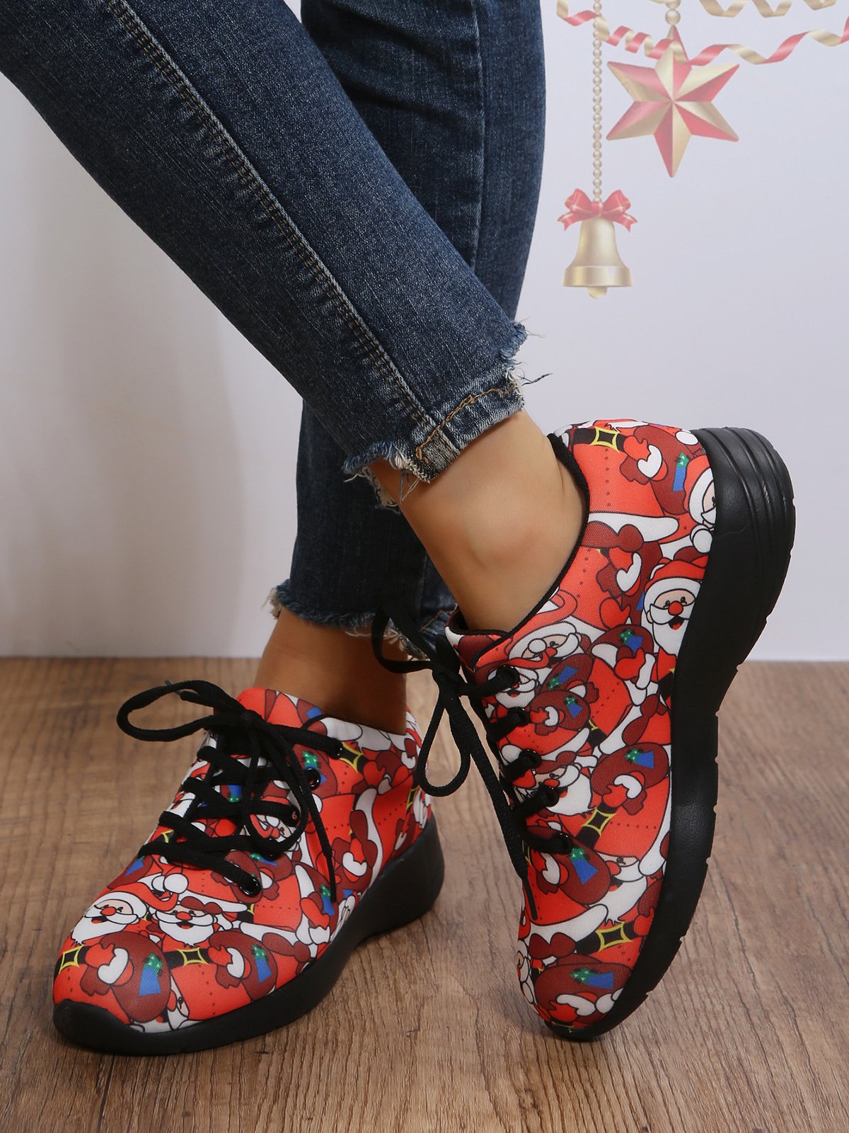 Christmas Santa Red Graphic Casual Sneakers
