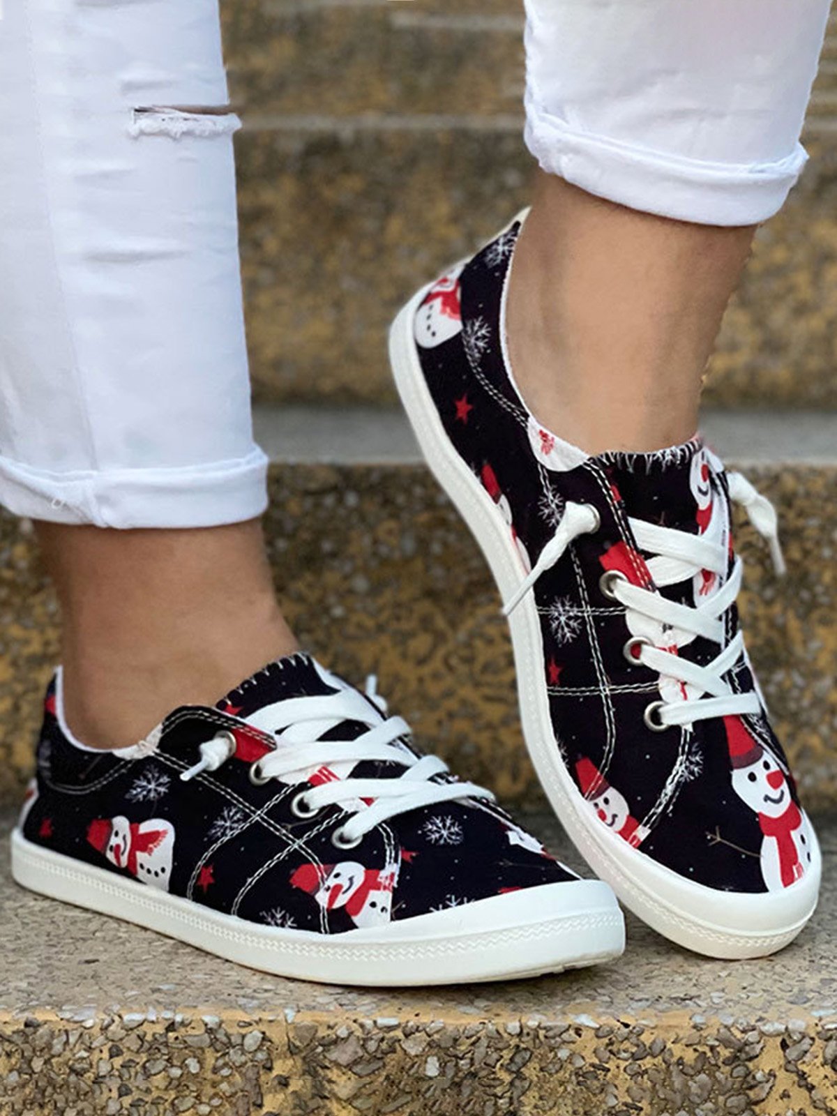 Christmas Snowman Printing Sneakers