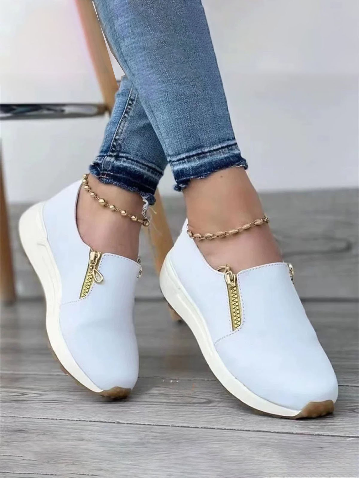Plain Double Zip Sneakers