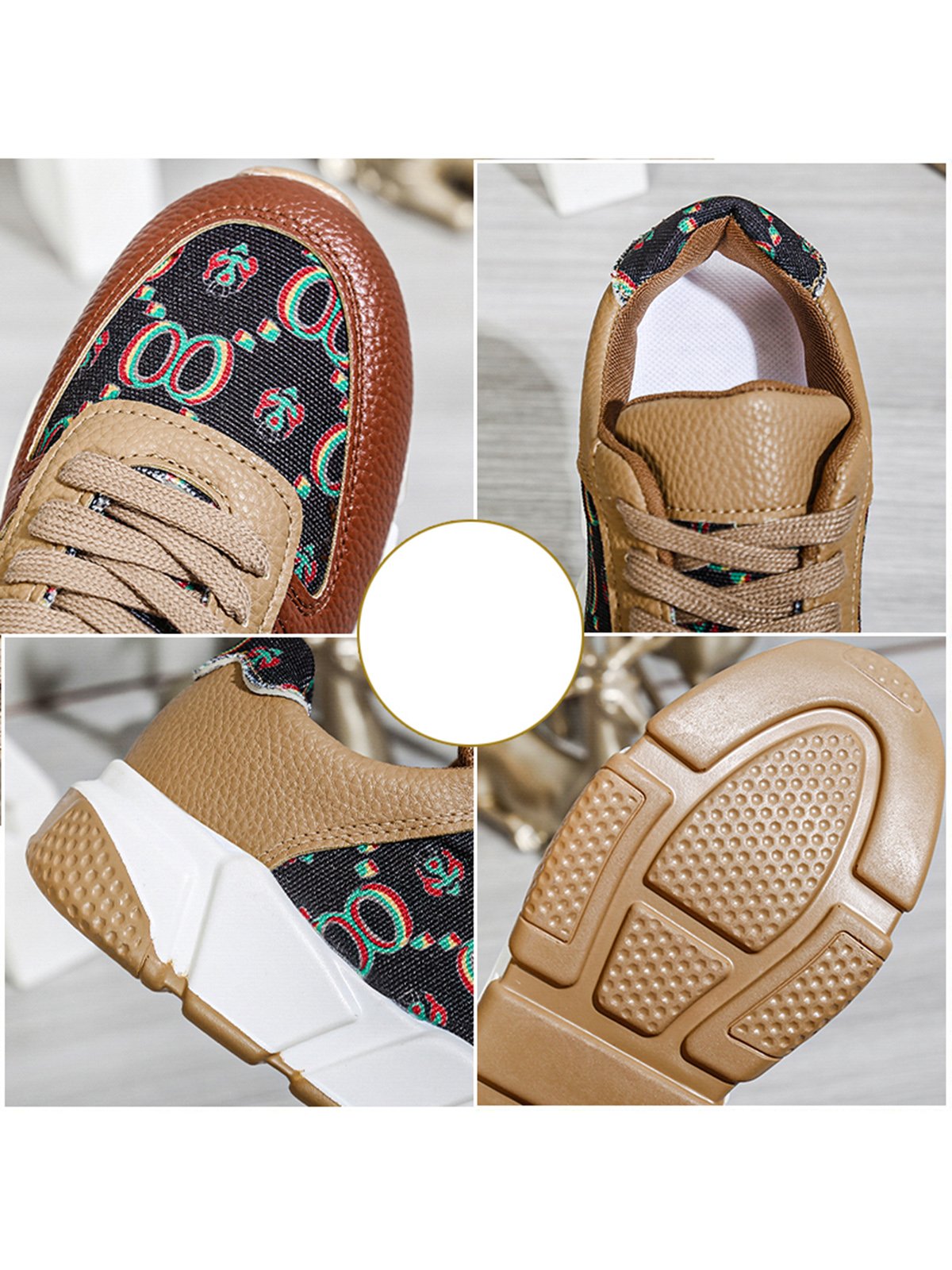 Abstract Pattern Patchwork Casual Sneakers
