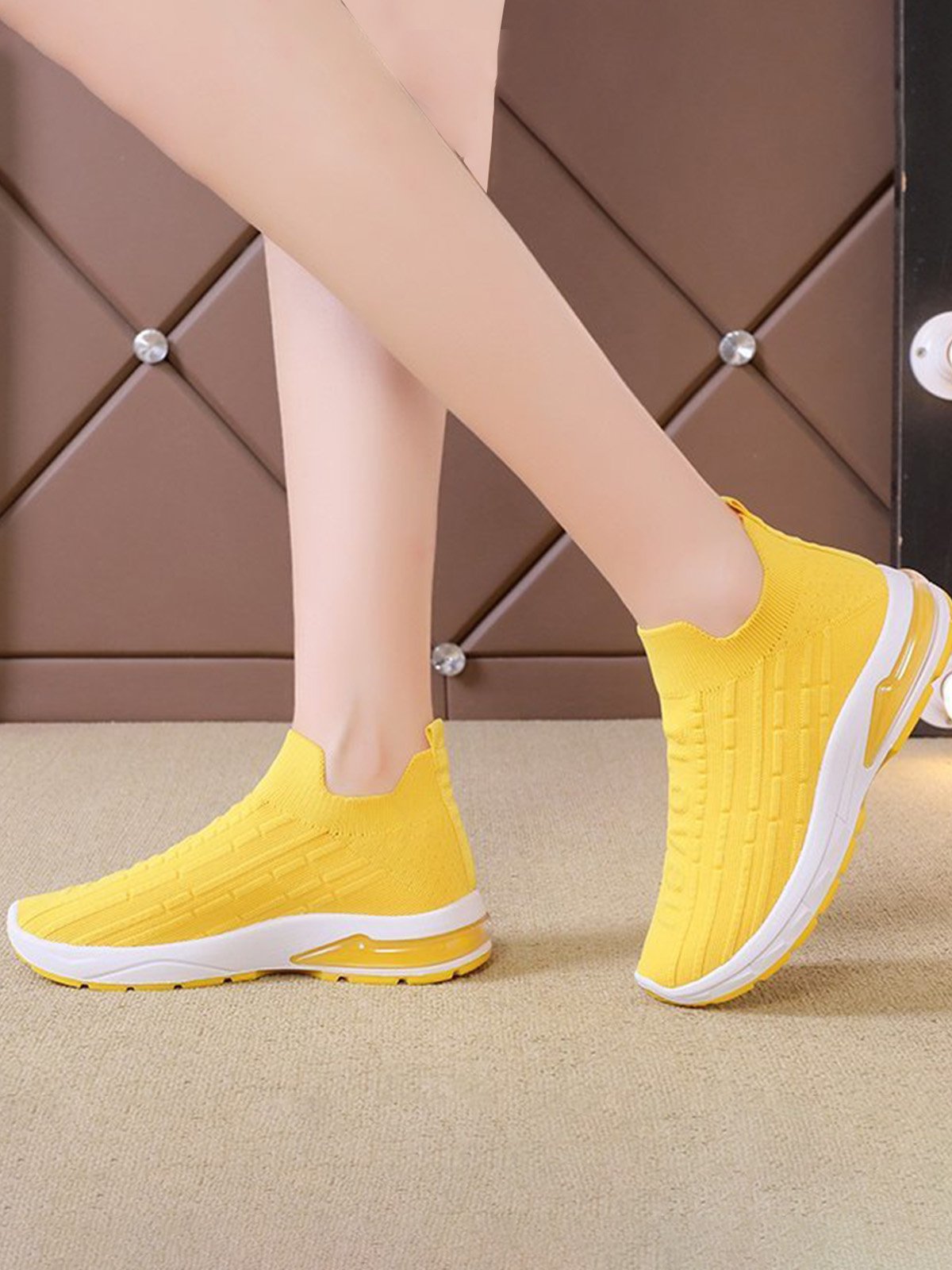 I Love U Pattern Slip On Knit Sneakers