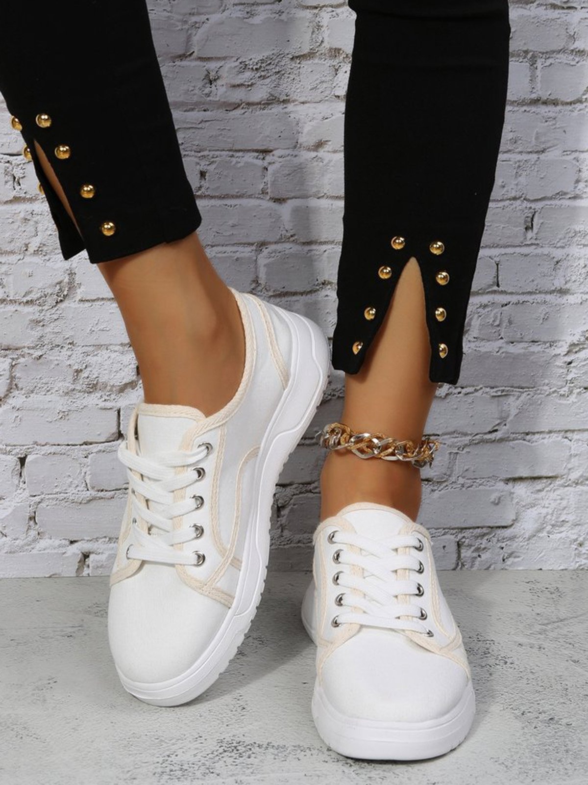 Plus Size Split Joint Canvas Sneakers
