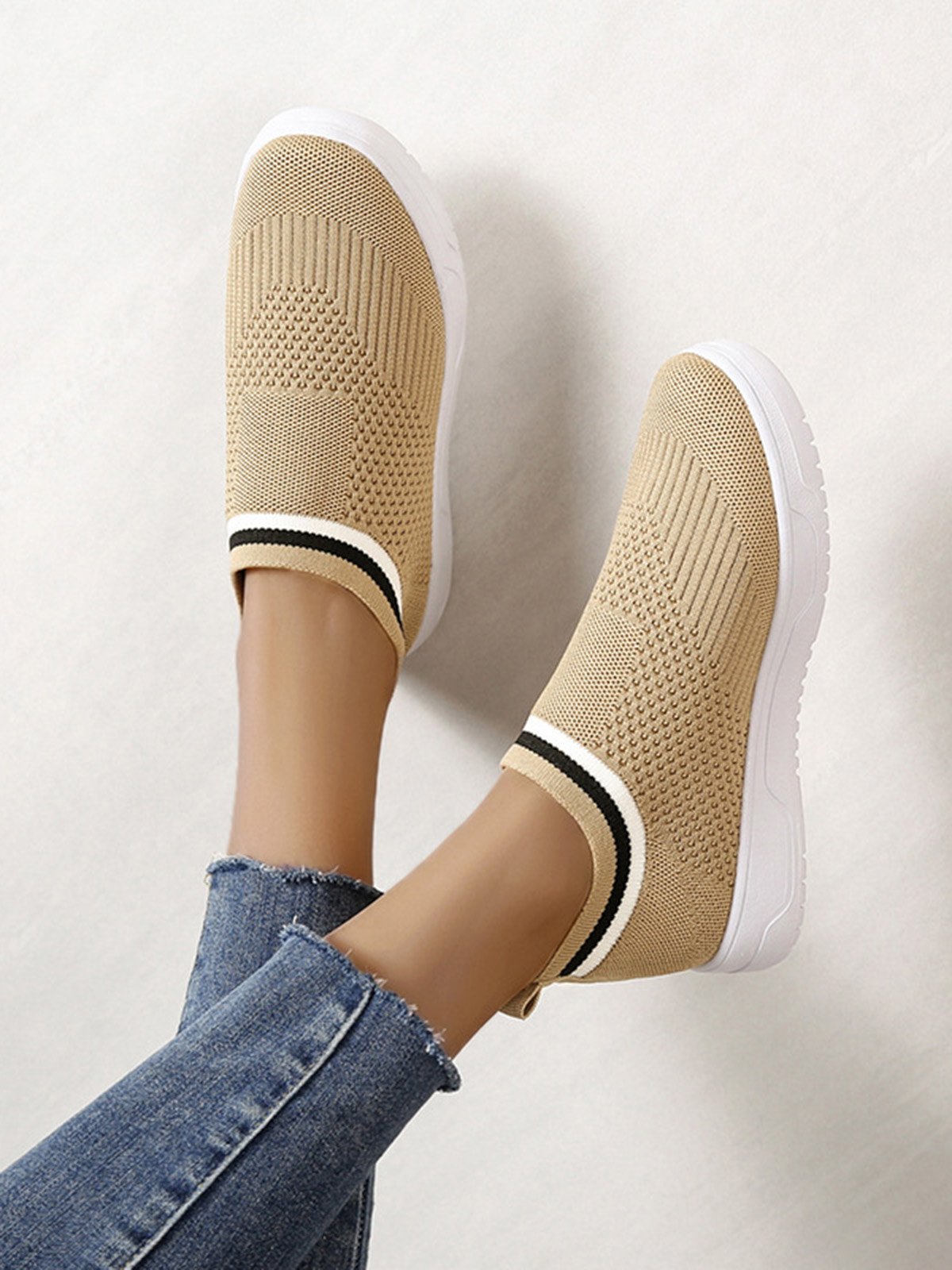 Plus Size Slip On Flyknit Sneakers