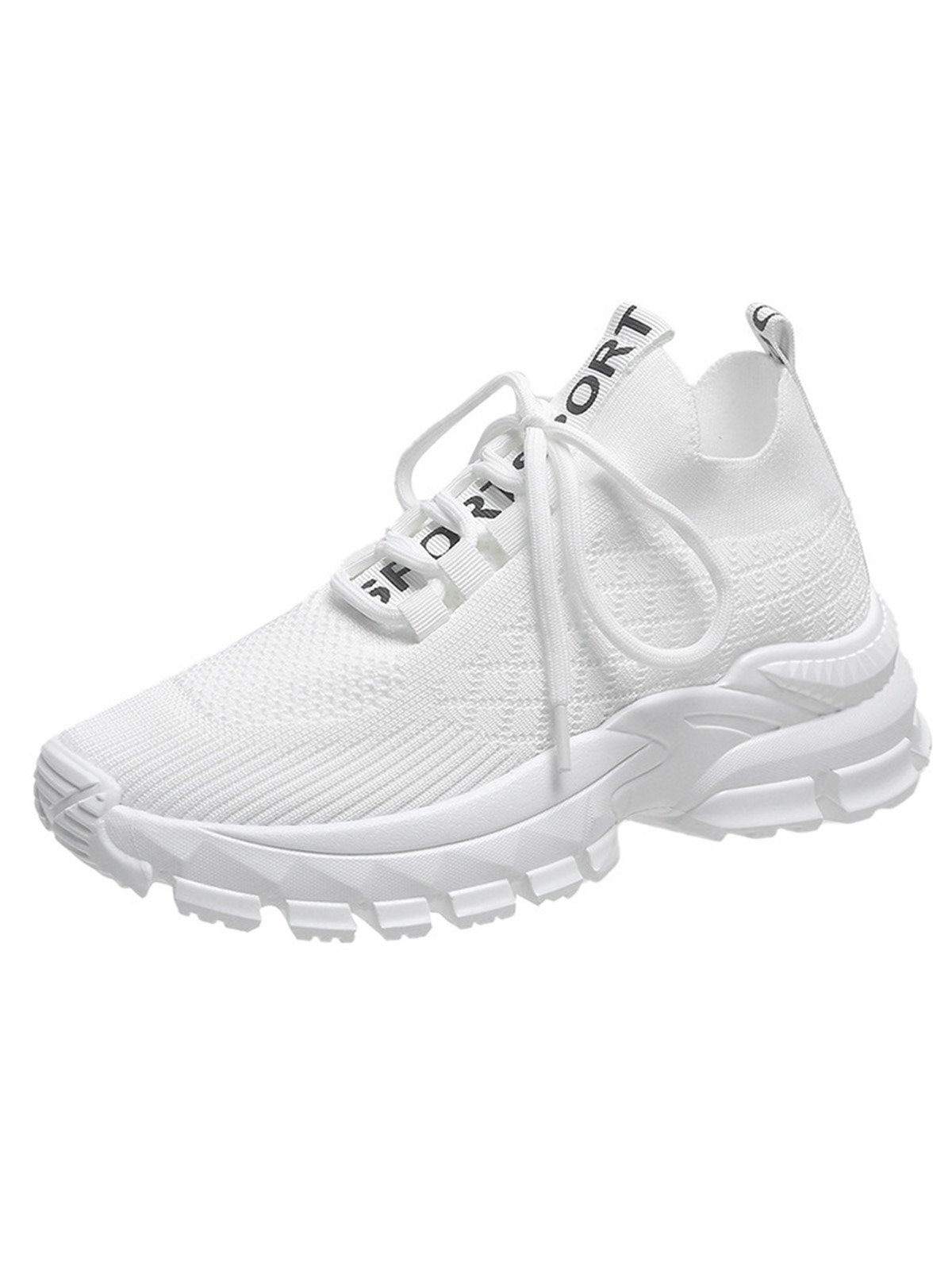 Letters Breathable Slip On Knit Sneakers