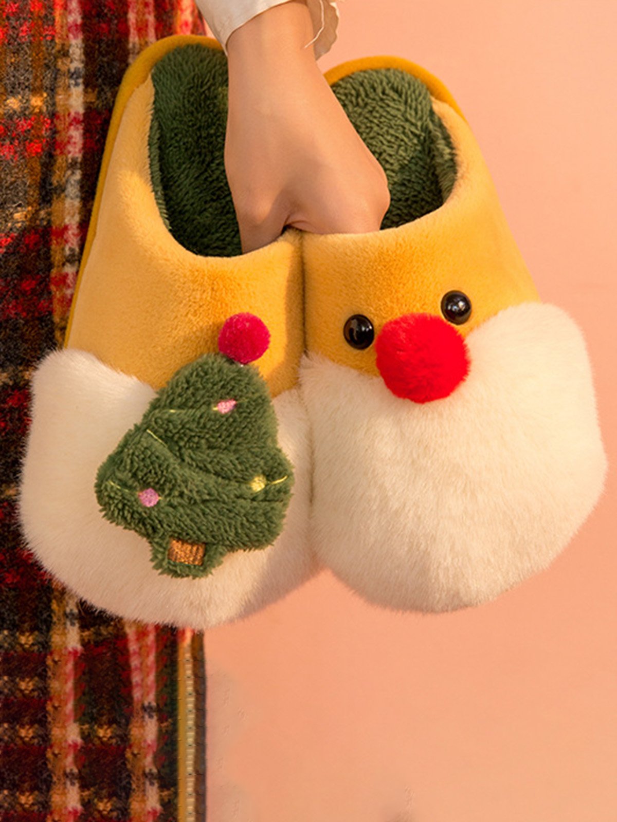 Christmas Color Block Warm Indoor Thermal Slippers