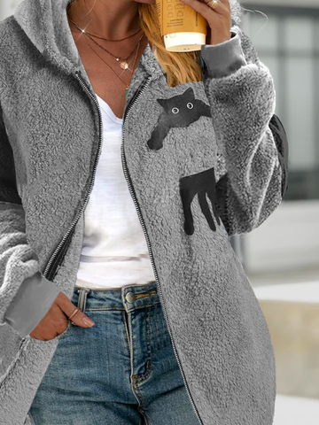 Casual Loose Fluff/Granular Fleece Fabric Teddy Jacket