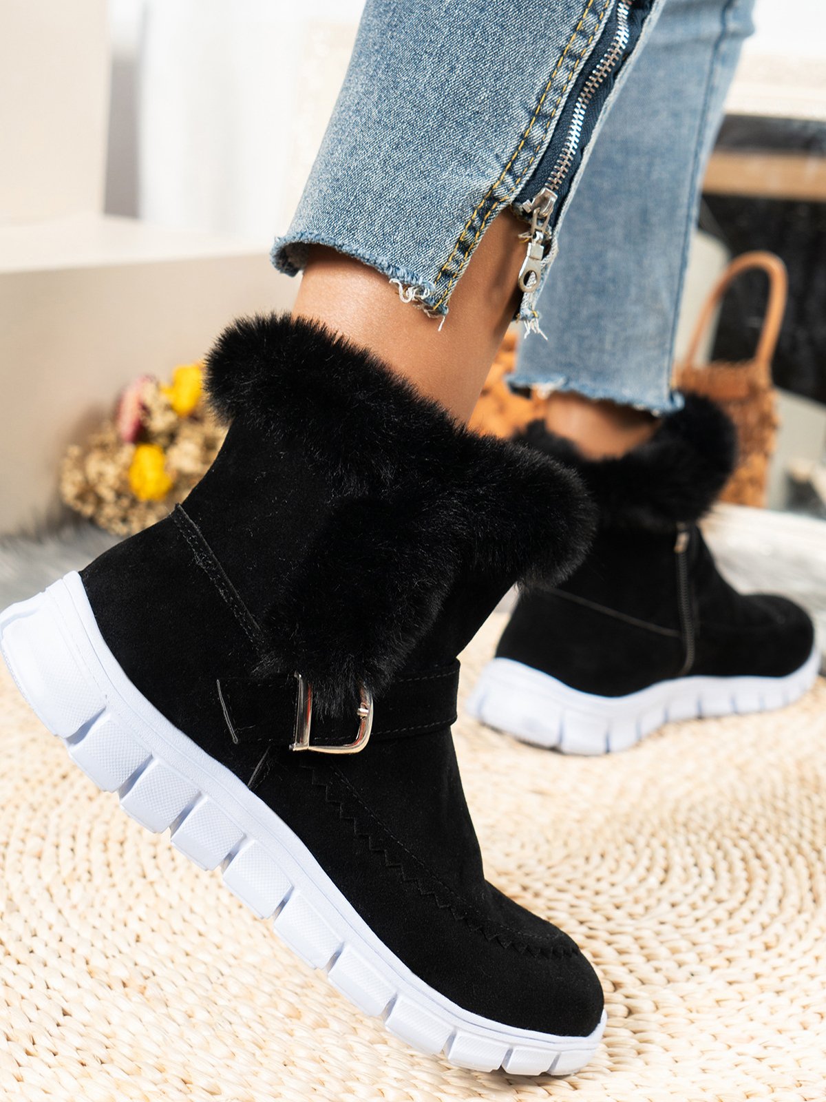Warm Comfort Soft Sole Patchwork Buckle Snow Boots