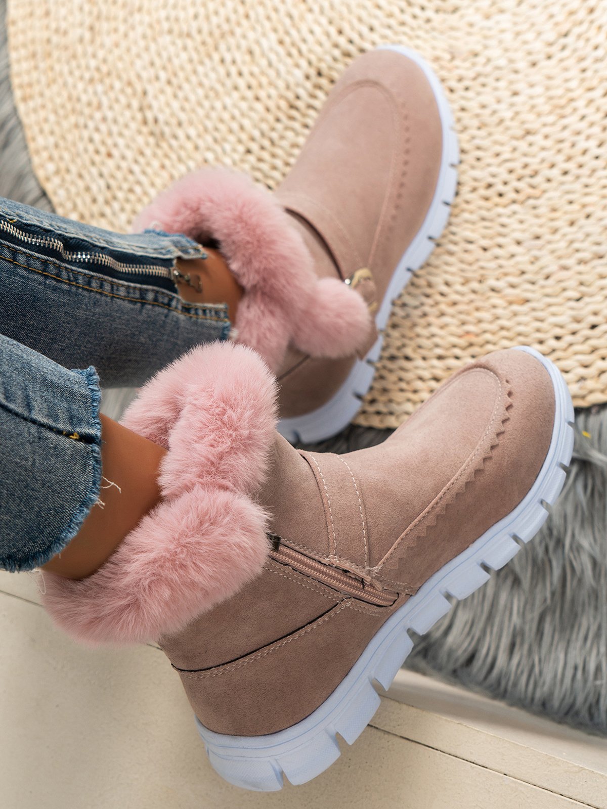 Warm Comfort Soft Sole Patchwork Buckle Snow Boots