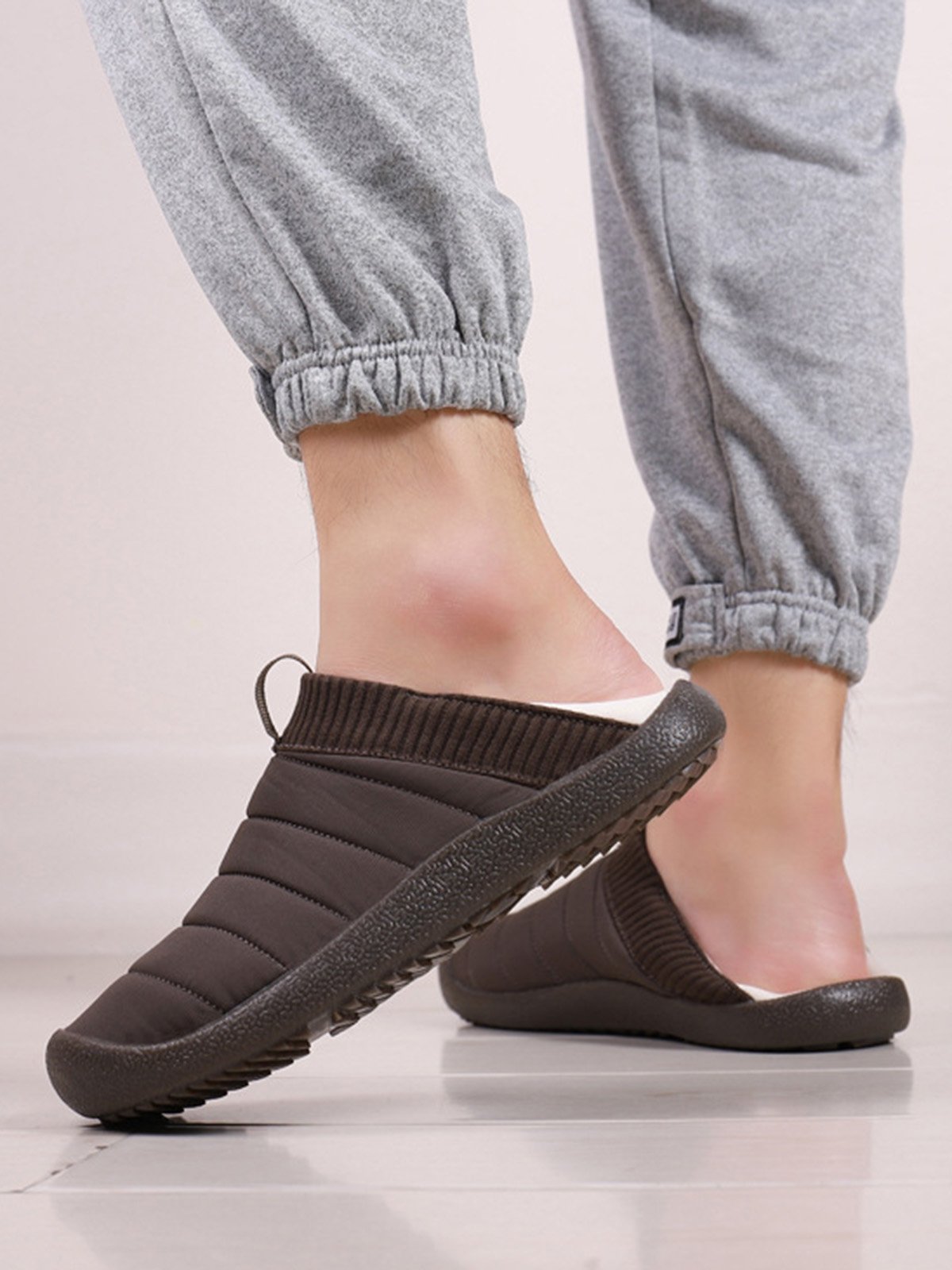 Plus Size Unisex Warm Embossed Slip On Flat Shoes