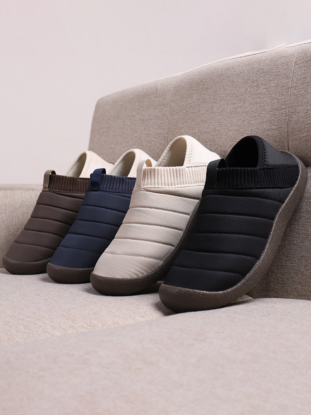 Plus Size Unisex Warm Embossed Slip On Flat Shoes